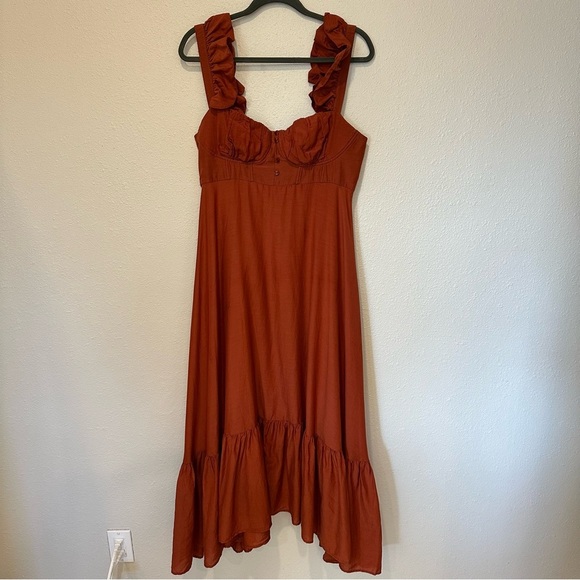 Farm Rio Ruffle Strap Rust Maxi Dress - Picture 5 of 16